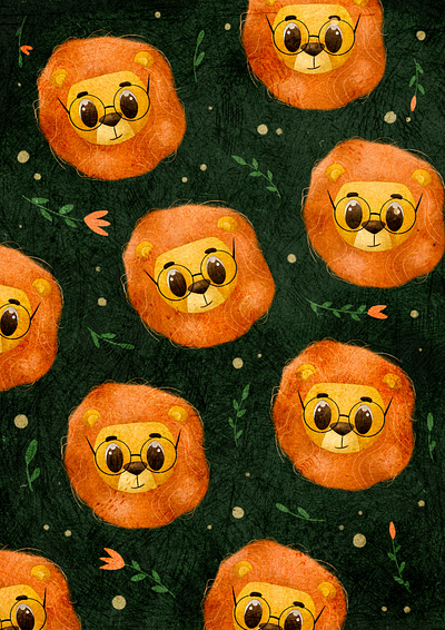 Happy lions pattern art design illustraion illustration illustrator illustrtion pattern pro procreate procreate art