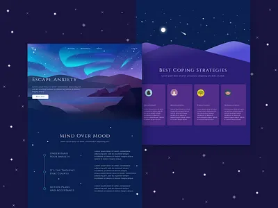 escape anxiety calm gradient illustration landing page mindfulness ui
