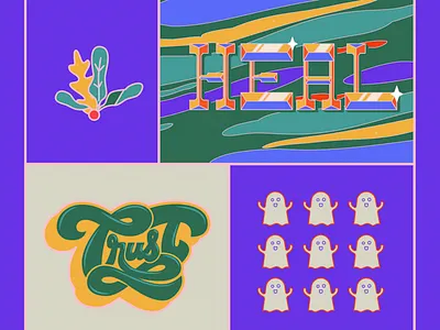 Heal and trust colors experimental ghost heal illustration lettering plant trust