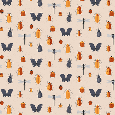 Bugs pattern adobe ilustrator flat design flat illustration graphic design illustration pattern vector