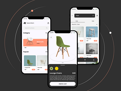 Spaceroom - eCommerce Mobile App app cart design ecommerce ecommerce app furniture mobile online shop shop store ui ux