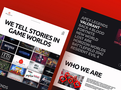 Dark Burn Creative - UI Design #1 apex legends fortnite games homepage horizon worlds lost ark redesign site trailers uidesign uiux userinterface uxui valorant video games video trailers web design website