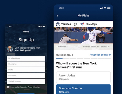 MLB Predictor Game baseball design figma game interface mlb predictor ui ux