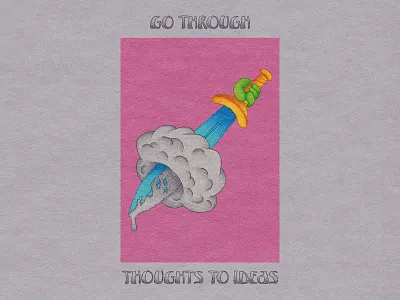 Go through thoughts to ideas abstraction cloud hand illustration sword