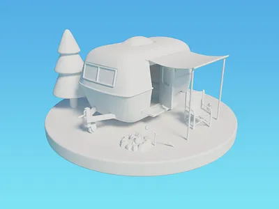 Camper 3D Illustration 3d animation bonfire camper camping design illustration motion graphics outdoors transition travel