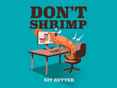 Don't Shrimp illustration lettering office poster poster design shrimp shrimps sit sitting vector