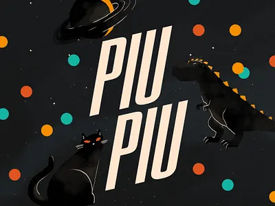 PIUPIU autum halloween illustration cat character design dinosaur draw halloween illustration logo planet