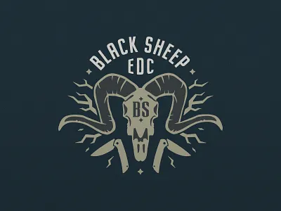 Black Sheep Every Day Carry Logo badge branding design everydaycarry graphic design illustration knife knives logo minnesota sheep vintage