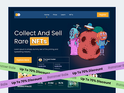 NFT Marketplace - Website app best design branding cryptocurrency cryptocurrency landing page design graphics design landing page logo marketplace nft nft app nft marketplace nft marketplace website nftcryptocurrency landing page nfts ui ux website website design