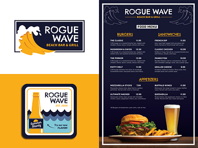 Rogue Wave - Beach Bar & Grill - branding design illustration logo logo design