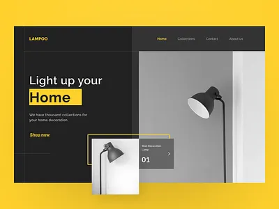 LAMPOO - Furniture Landing Page app dark dark mode design furniture landing page ui ux website yellow