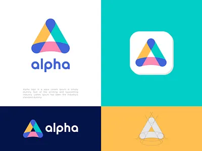 Alpha logo 3 color 99designs a letter logo a lettermark a logo a wordmark alpha aqua best logo designer blue yellow green brand identity branding colorful contest win logo 99designs creative logo gradient logodesign monogram text based logo water drop