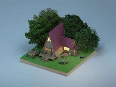 A summer house 3d 3dart 3dartist 3dlowpoly 3dmax 3dmodel 3dmodeling 3drender animation artwork b3d blender blender3d design isometric isometricart lowpoly lowpoly3d lowpolyart maya