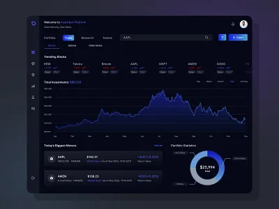 Stock Trading Application UI dark web dashboard investment platform investment platform ui design minimal web application stock stock exchage stock exchange dashboard stock market stock market dashboard stock trading application trading application ui trending stocks