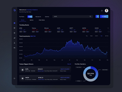 Stock Trading Application UI dark web dashboard investment platform investment platform ui design minimal web application stock stock exchage stock exchange dashboard stock market stock market dashboard stock trading application trading application ui trending stocks