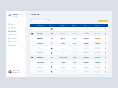 Deliveries SaaS (data table) data data table design product product design saas table ui ui design ux ux design uxdesign