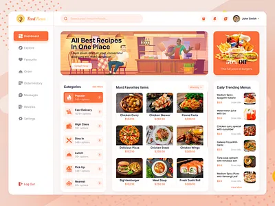 Food Flows - Restaurant Dashboard Design burger clean web food dashboard food dashboard design food delivery food menu food ordering website food website deisgn pasta website design pizza popular design resturant website resturent sea food website trendy design ux website designer