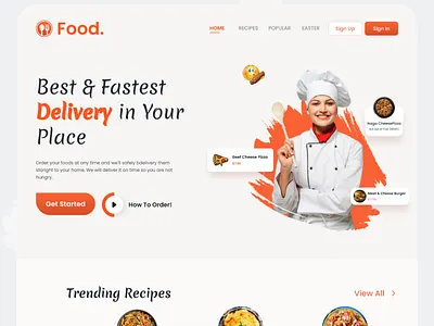 Food Delivery Landing Page all branding burger design food food and drink food delivery food delivery landing page food delivery service food service landing page pizza recipe app restaurant restaurant app syful ui web design website website design