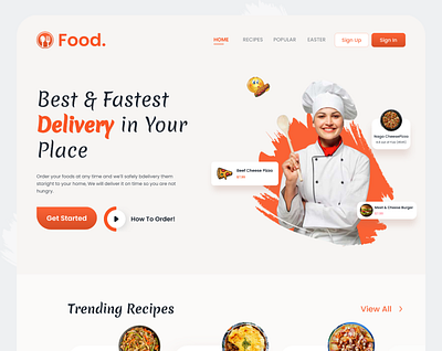 Food Delivery Landing Page all branding burger design food food and drink food delivery food delivery landing page food delivery service food service landing page pizza recipe app restaurant restaurant app syful ui web design website website design