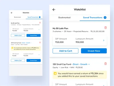 Watchlist - Saved Transactions - Investap design figma ui
