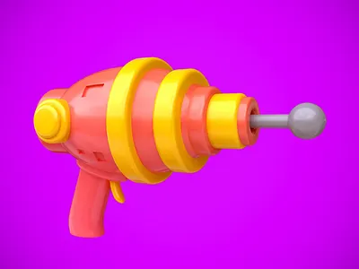 Blaster 3d alien blaster cartoon concept game gun laser pistol raygun render space toy weapon