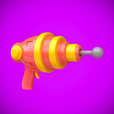 Blaster 3d alien blaster cartoon concept game gun laser pistol raygun render space toy weapon