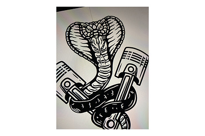 Cobra with car pistons car piston cobra design illustration logo motorsport piston procreate sketch snake vintage