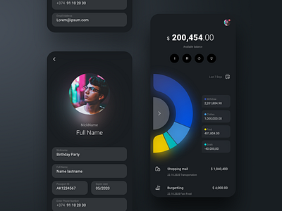 Goals App app design app interface chart creative charts dark theme finance fintech mobile app mobile design pie chart saving app statistics stats ui ui ux ux