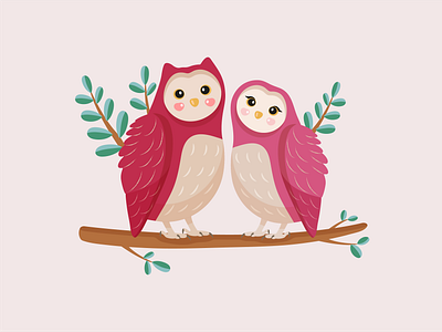 Owls and love branding design graphic design illustration logo love owl owls valentinesday vector