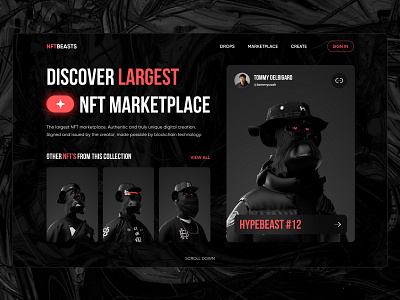 NFT MARKETPLACE 3d crypto hype landing page marketplace monkey nft ui vr web