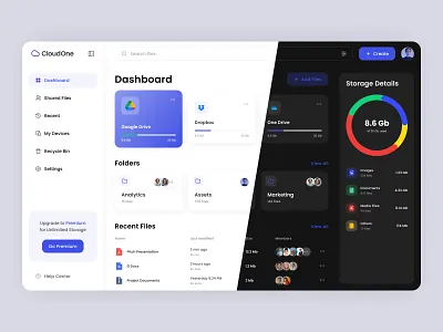 Dashboard UI Design - Dark&Light design desktop figma ui uidesign