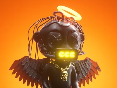 AngelBlock NFT 3d angel character collectible collection defi demon design erc20 ethereum halo illustration madebyproperly mask nft orange properly
