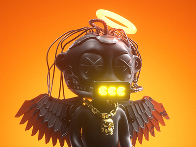 AngelBlock NFT 3d angel character collectible collection defi demon design erc20 ethereum halo illustration madebyproperly mask nft orange properly
