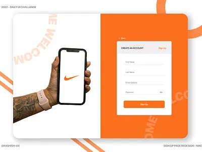 Sign Up Page - Concept Nike nike app nike logo nike sign up nike ui nike ux nike website sign up sign up screen ui designer uichallenge ux designer ux sign up