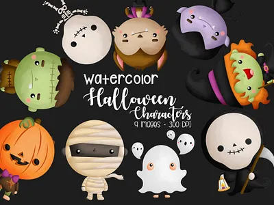 Watercolors Halloween Characters halloween costume