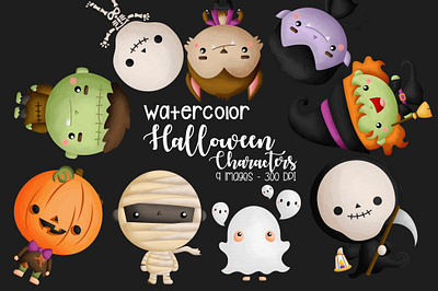 Watercolors Halloween Characters halloween costume