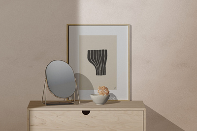 Frame Mockup On The Table With Mirror Shadow Overlay graphicdesign