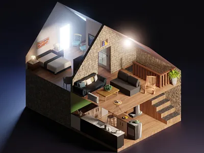 A house in Killarney 3d blender tiny scene