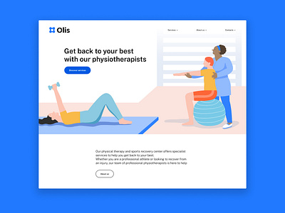 Olis Physical Therapy: Landing page and Illustrations branding desktop digital design illustration landing page ui visual design web design