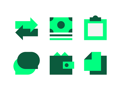 Grid'y arrows branding clipboard document green grid icons money ui wallet