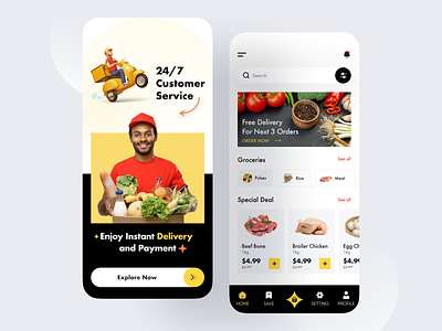 Grocery Shop App app app design delivery app food food delivery food delivery app fruits grocery mobile mobile app shop store store app supermarket ui vegetable