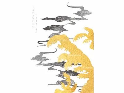 Asian Ocean wave and cloud illustration abstract background banner chinese cloud culture design illustration japanese logo ocean wave pattern traditional ui vector vintage style