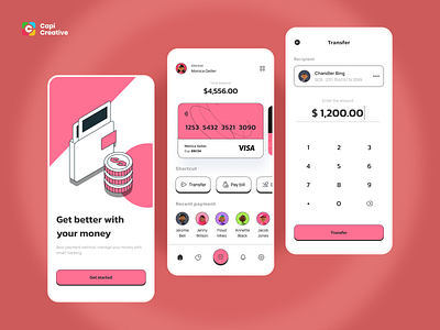 Finance - Mobile App UI Concept app banking app capi creative defi design finance fintech mobile mobile app pink color ui ui design ux design
