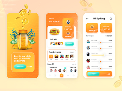 Online Billing App banking app bill app bill spilt app billing billing app bills clean colorful ui finance invoice mangement app minimal mobile app mobile design mobile ui money payment transfer ui ux