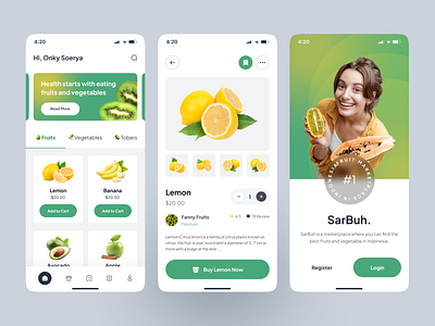 SarBuh. - Fruits Marketplace Mobile App app design app mobile apps design fruit fruit and vegetable fruits marketplace ios marketplace mobile mobile app mobile apps ui ui design uidesign userinterface ux design uxdesign vegetable marketplace