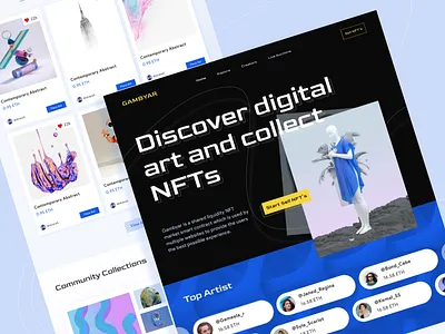 NFT Marketplace for Community - Gambyar nft nft ideas nft inspiration nft marketplace nft website ui uidesign uiux ux uxdesign website