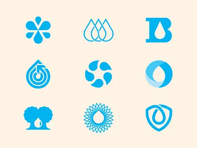 Water Marks branding design drop drops flat h2o icon liquid logo tree trees vector water water drop