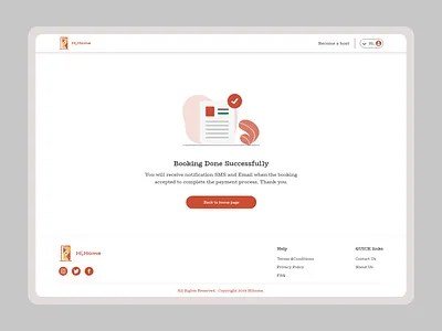 Booking Feedback back to home booking design feedback feedback screen hosting experience illustration product design success successfully booking travel experience ui uiux ux webdesign website