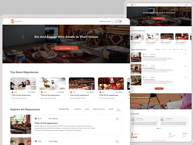 Hosting Home Screen arabic style booking booking experience design experiences home page hosting hosting experience hosting home screen product design top experiences travel ui uiux ux webdesign