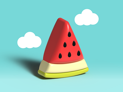 3D watermelon 2d 3d fruit hot summer sweet watermelon